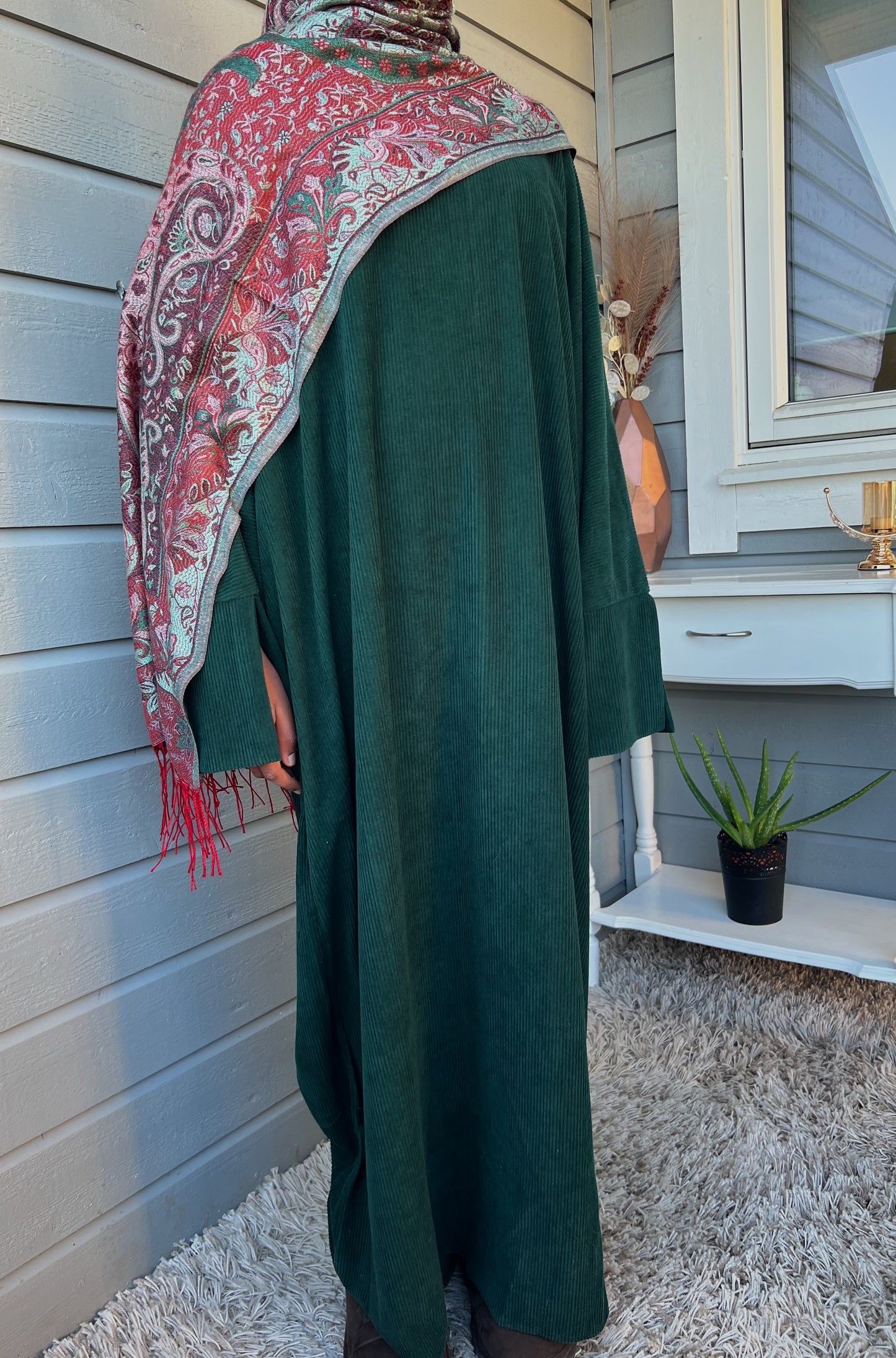 Corduroy Abaya (Dark green)