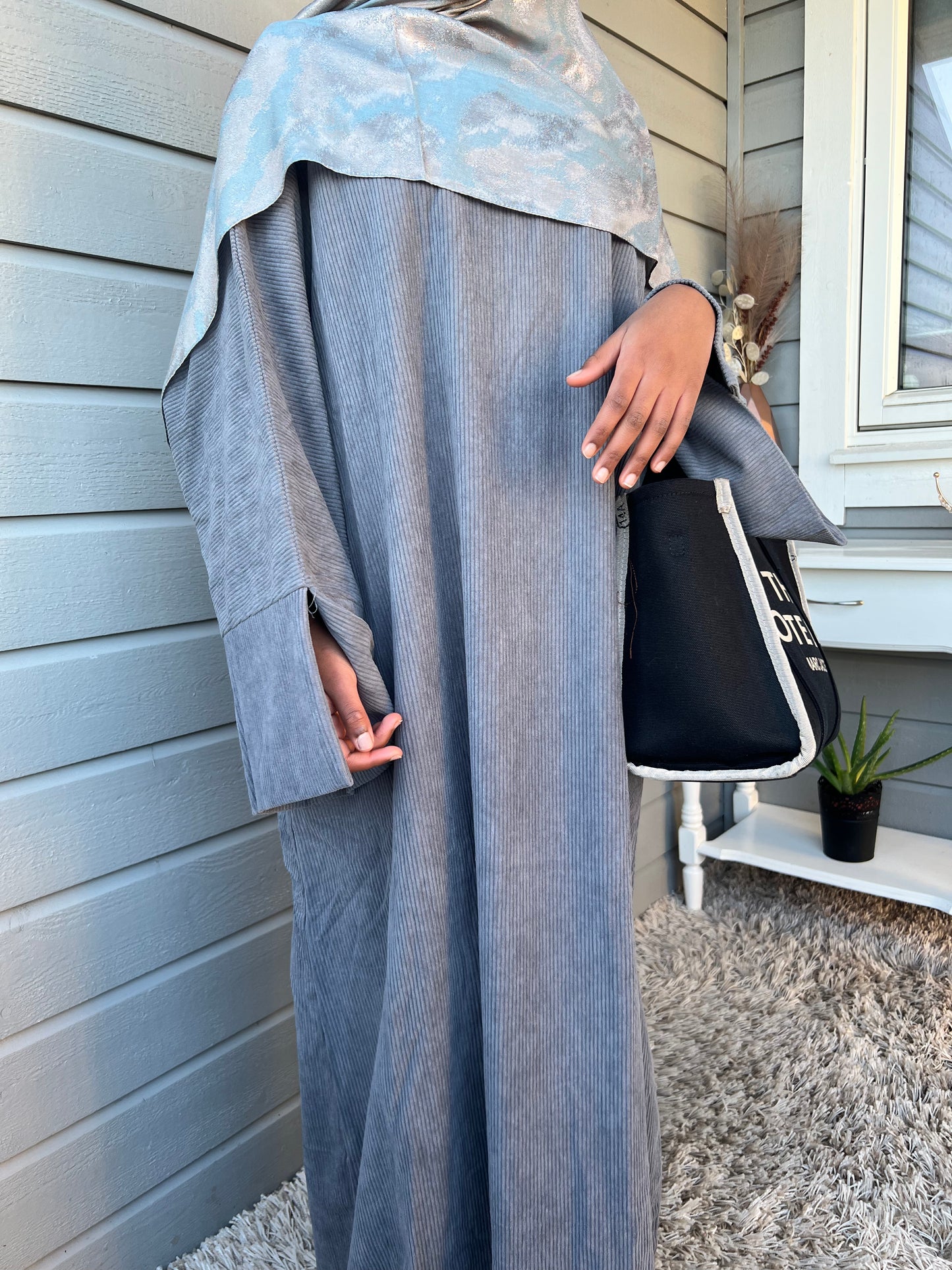 Corduroy Abaya (Grey)